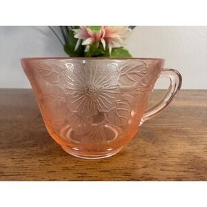 MacBeth Evans Dogwood Pink Depression Glass Cup Floral Etched Teacup Replacement